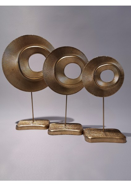 Art Home Dekoratif Gold Halka Obje 3'lü Set