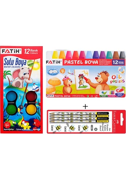 Öğrenci 2'li Boyama Seti Pastel Boya + Sulu Boya + Kalem Seti