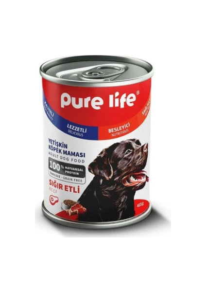 Pure Life Sığır Etli Konserve Yetişkin Köpek Maması 415 gr x 24 Adet