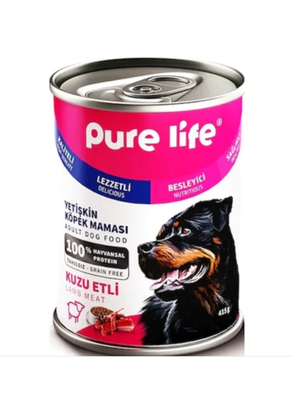 Pure Life Kuzu Etli Konserve Yetişkin Köpek Maması 415 gr x 24 Adet