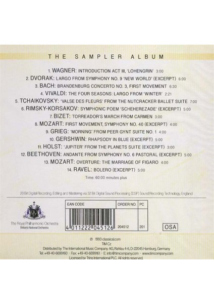 Royal Phılharmonıc Orchestra The Sampler Album /cd