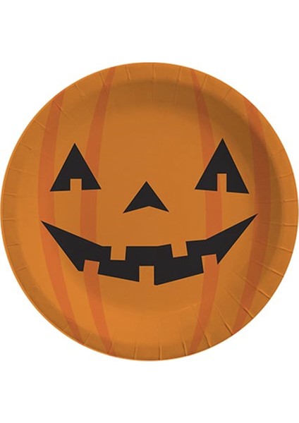 Cadılar Bayramı Balkabağı Karton Tabak 23 cm 8'li