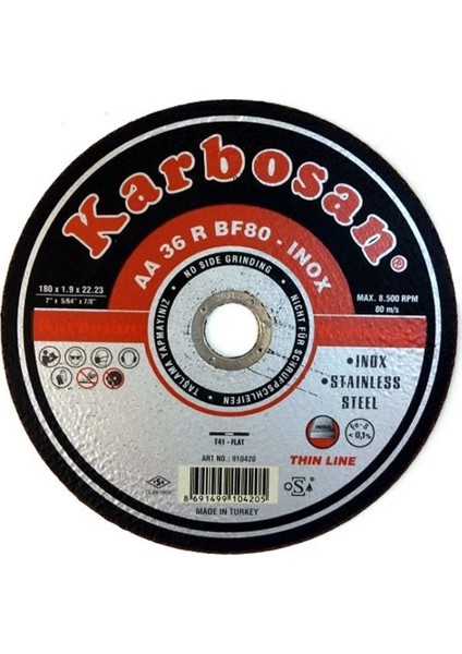 Thınlıne Inox Kesme mm Aa 36 R BF80 180 mm x 1,9 mm x 22 mm