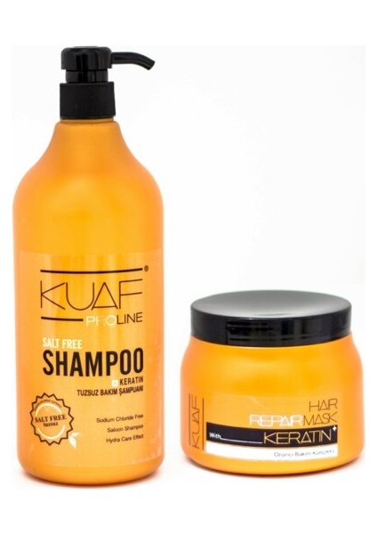 Keratin Tuzsuz Şampuan 1000 ml + Keratin Saç Maskesi 500 ml