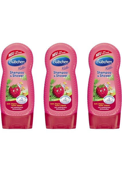 Frambuazlı Çocuk Şampuanı ve Duş Jeli 230 ml x 3 Adet