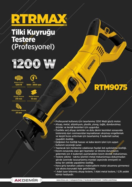 RTM9075 1200 Watt Profesyonel Tilki Kuyruğu fiyatları