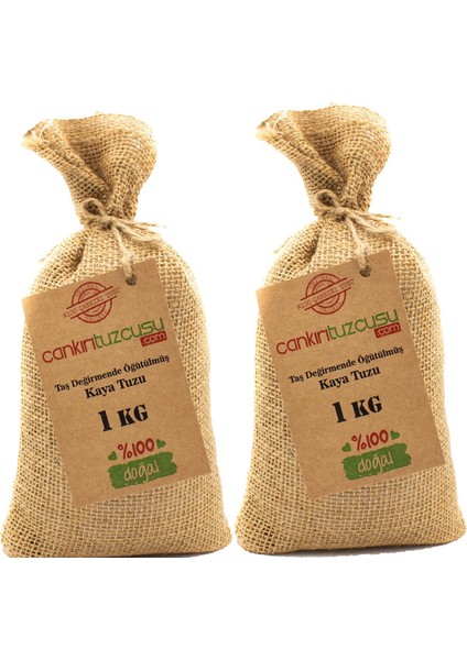 Taş Değirmende Öğütülmüş Kristal Kaya Tuzu 1 kg 2'li