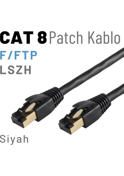 CAT8 F/FTP Ethernet (Network, LAN) Kablosu, Siyah, 10 metre