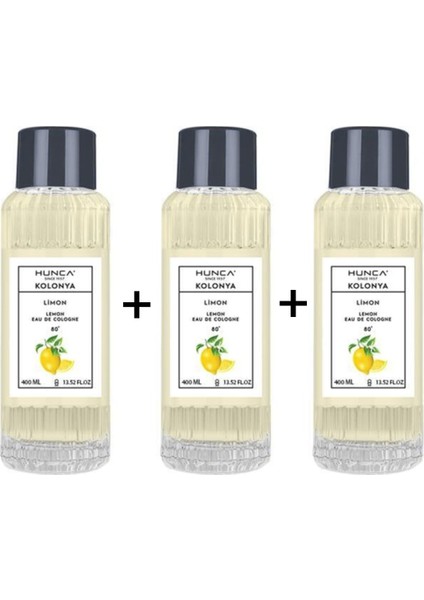 80 Derece Limon Kolonyası 400 ml Pet Şişe x 3 Adet