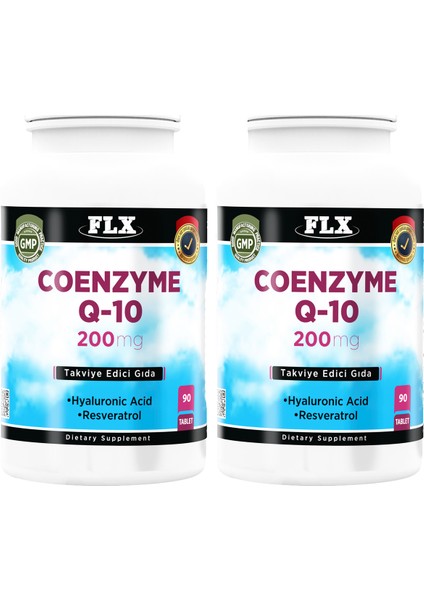 Coenzyme Q-10 200 Mg Hyaluronik Asit Resveratrol 90 Tablet x 2