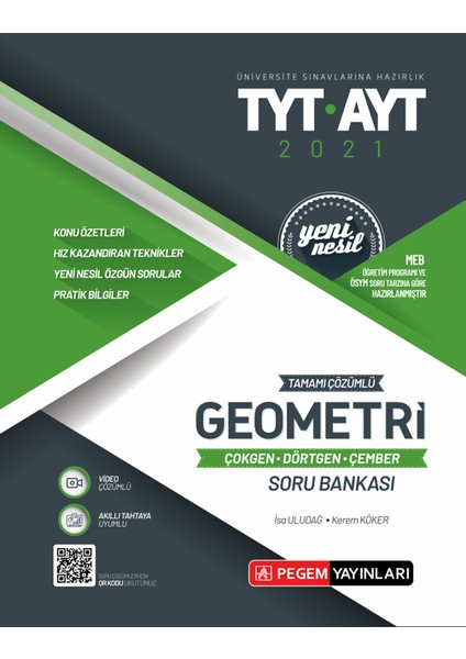 TYT- AYT Tamamı Çözümlü Geometri (Çokgen-Dörtgen-Çember) Soru Bankası - Kerem Köker - İsa Uludağ