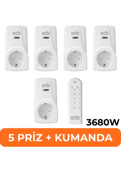 Axıs Beşli Uzaktan Kumandalı Priz Set 3680 W