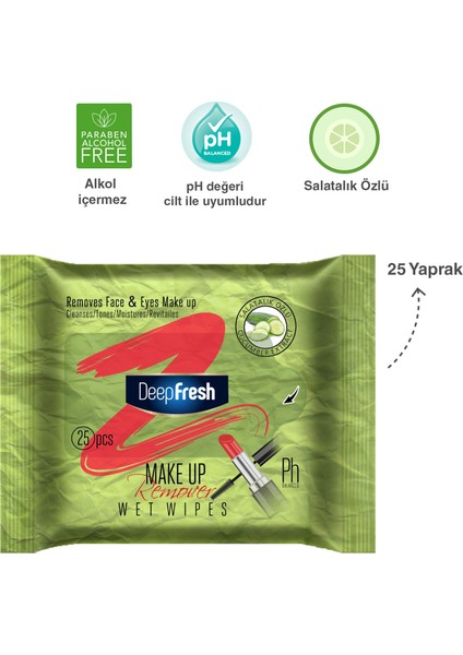 Deep Fresh Makyaj Temizleme Mendili Salatalık 25 Yaprak