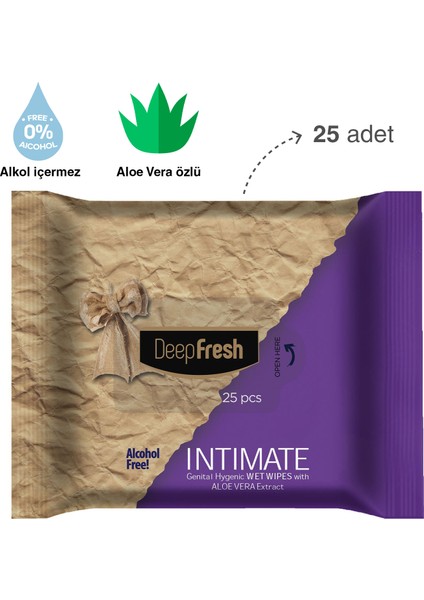 Deep Fresh Intimate Geniteal Bölge Temizleme Mendili Aloevera 25 Yaprak