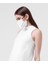 Vegan Cupro Telli ve Klipsli Antik Beyaz Renkli Antibakteriyal Yıkanabilir Maske 3