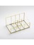 Gold Pirinç Brass 6 Bölmeli Cam Makyaj Kutusu Organizer Kalemlik 25x15x12/7 Cm 4