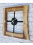 Doğal Ceviz Masif Ahşap,metal Kare Duvar Saati 50 x 50 cm 1