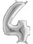 Gümüş Folyo Balon 4 Rakamı 40 Cm. 1