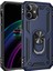 Apple iPhone 12 (5.4'') Kılıf Çift Katmanlı Yüzüklü Manyetik Vega Kapak Lacivert + Nano Ekran Koruyucu 1