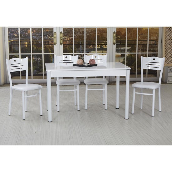 Remaks Metal Ayaklı Mutfak Masa Takımı Okyanus Beyaz Fiyatı