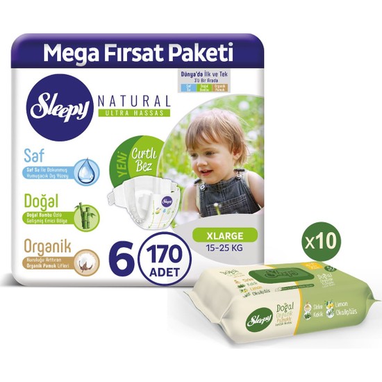 Sleepy Bebek Bezi 6 Numara Xlarge 170�LI Pamuklu Temizlik Sleepy Bebek Bezi 6 Numara Xlarge 170�LI Pamuklu Temizlik