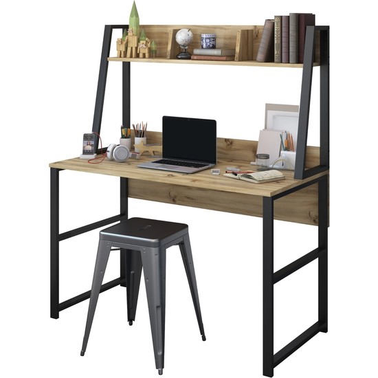 Rani Çalışma Bilgisayar Ofis Masası Metal Ayaklı Kitaplıklı Fiyatı