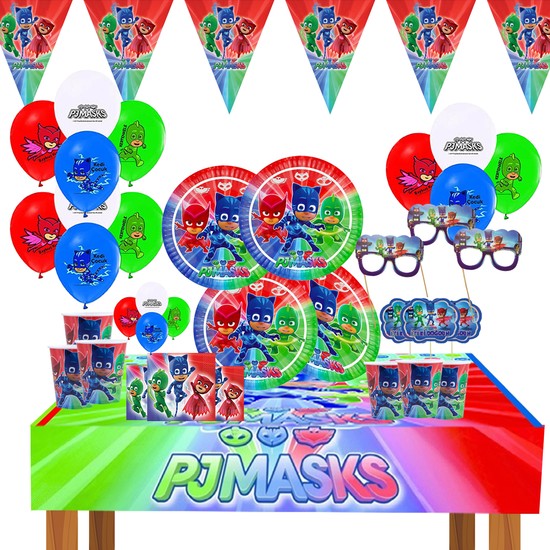 Bay Cimri Pijamaske Pijamaskeliler Doğum Günü Parti Seti Pj Masks Süsleme Parti Malzemeleri Set 8 Kişilik