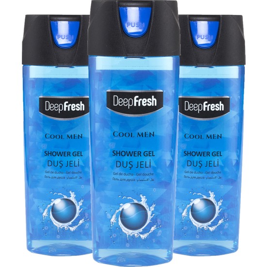 Deep Fresh Pratik Kapaklı Erkek Duş Jeli Cool Men 3 x 500 ml