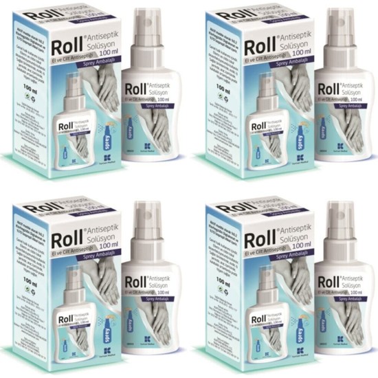 Roll Solüsyon Spreyi El ve Cilt Dezenfektanı 100 ml (4 Adet)