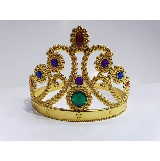 Samur Altın Renk Plastik Prenses Tacı Kraliçe Tacı 60 cm