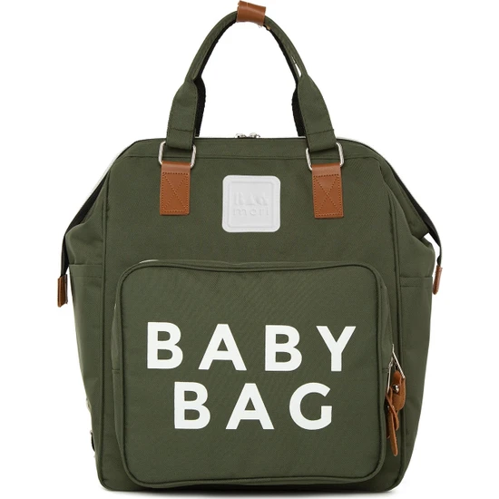 Bagmori Haki Baby Bag Baskılı Cepli Anne Bebek Bakım Sırt Çantası