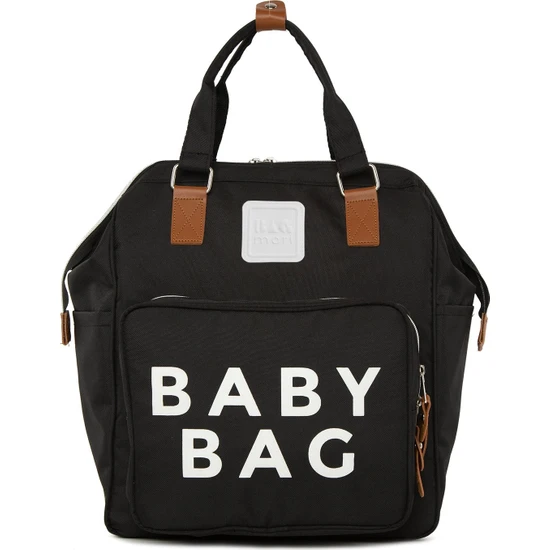 Bagmori Siyah Baby Bag Baskılı Cepli Anne Bebek Bakım Sırt Çantası