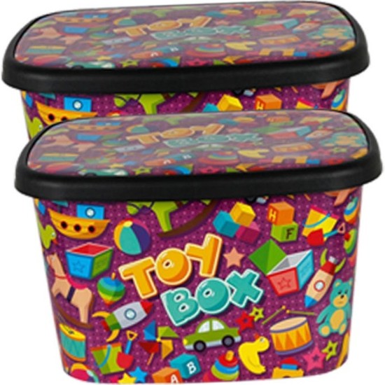 Asfar Oyuncak Saklama Kutusu Toybox 2'li Büyük Set 25 lt