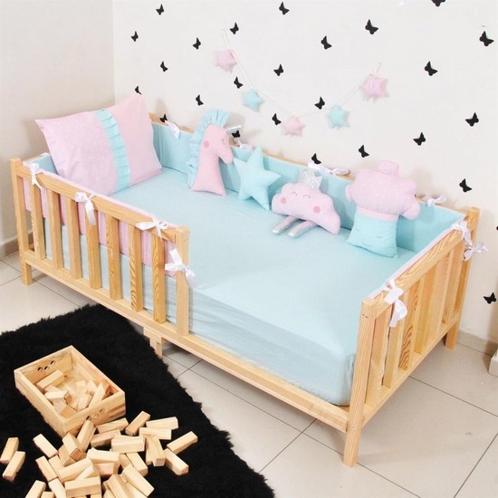 Zerka Concept Montessori Çocuk Yatak Doğal Ahşap Karyola