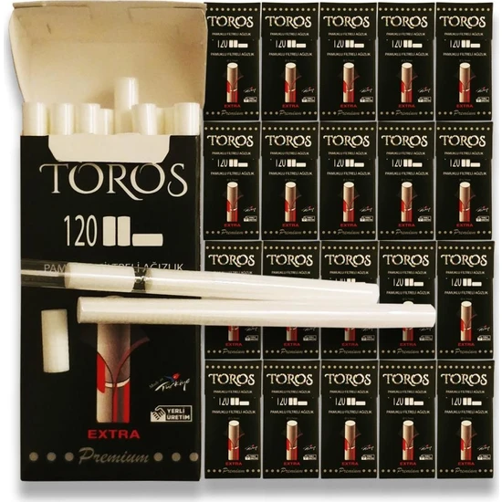 Toros Pamuklu Filtreli Ekstra Slim Ağızlık Makaron 2400 Adet  (5.7 Mm)