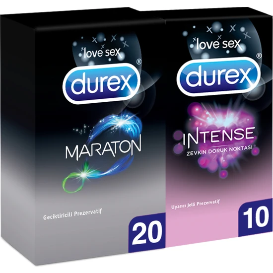 Durex Maraton Geciktiricili Prezervatif 20'li + Durex Intense 10'lu Prezervatif