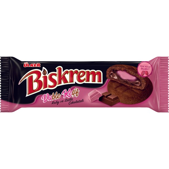 Ülker Biskrem Ruby ve Sütlü Çikolatalı Bisküvi 100 gr