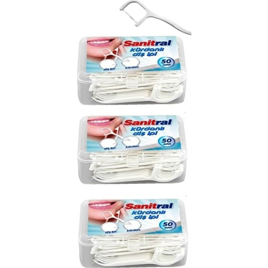 Sanitral kürdanlı diş ipi 150 adet 3 kutu