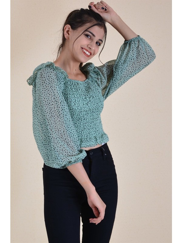 butikburuc kadin cagla on arka gipeli balon kol bluz fiyati