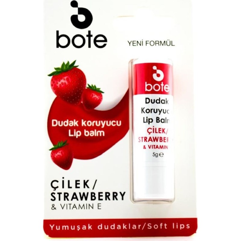 Bote Çilek Aromalı Dudak Koruyucu Lip Balm 5 gr
