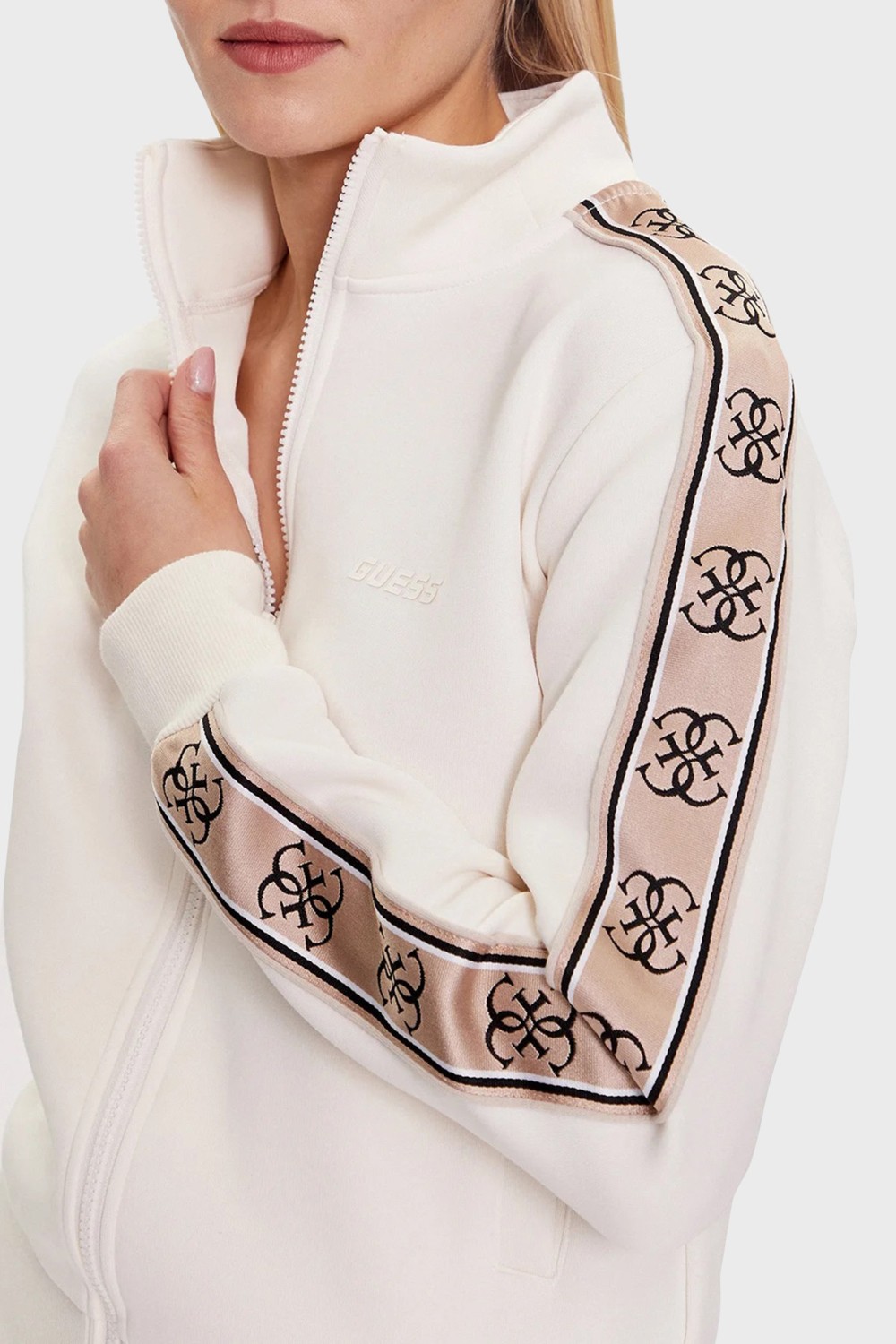 Guess Britney Regular Fit Dik Yaka Fermuarlı Sweat Bayan Sweat V2YQ16KB3P2 G6K5 görsel 4