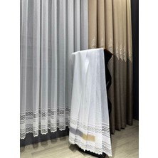 Taç Aplik Örme 1/2 Seyrek Pile Tül Perde Tek Kanat - Beyaz 110 x 240 cm