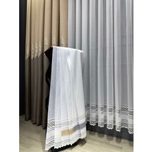 Taç Aplik Örme 1/2 Seyrek Pile Tül Perde Tek Kanat - Beyaz 110 x 240 cm