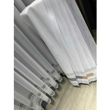 Taç Aplik Örme 1/2 Seyrek Pile Tül Perde Tek Kanat - Beyaz 110 x 240 cm