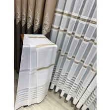 Evdepo Home Taç Aplik Örme 1/3 Sık Pile Tül Perde Tek Kanat - Ekru - Vizon 160 x 240 cm