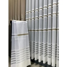 Evdepo Home Taç Aplik Örme 1/3 Sık Pile Tül Perde Tek Kanat - Ekru - Vizon 160 x 240 cm