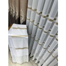 Evdepo Home Taç Aplik Örme 1/2 Seyrek Pile Tül Perde Tek Kanat - Ekru - Vizon 270 x 250 cm