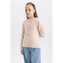 DeFacto Kız Çocuk Regular Fit Bisiklet Yaka Triko Kazak Y2640A623WN