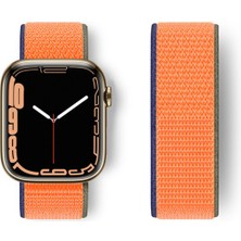 Bilişim Aksesuar Apple Watch 40MM Hasırlı Cırtcırtlı Kordon - Lacivert-Turuncu