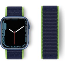 Bilişim Aksesuar Apple Watch 40MM Hasırlı Cırtcırtlı Kordon - Yeşil-Lacivert